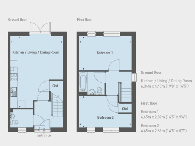 Floor plan 2 bedroom house - artist's impression subject to change